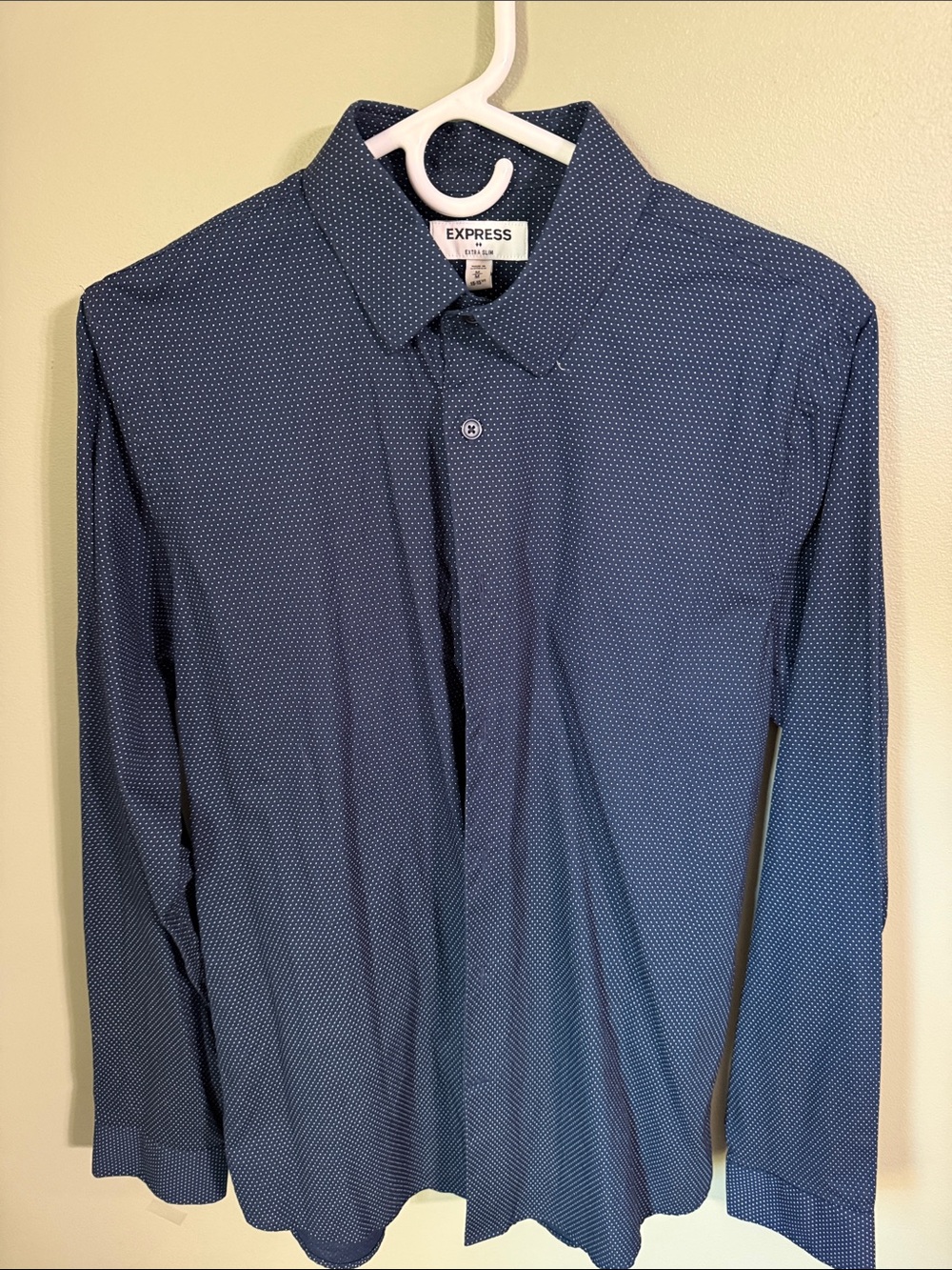 Express Men's Navy Microdot Dress Shirt Extra Slim